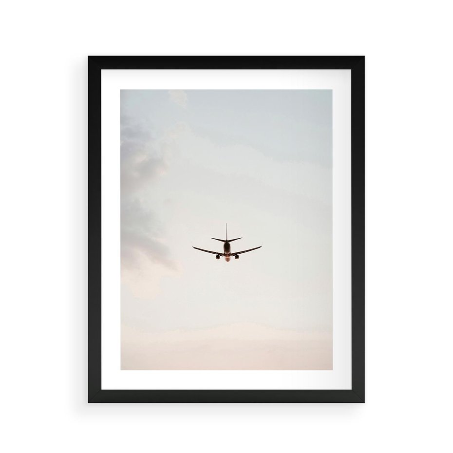 Plakat w ramie 40x50 - W Powietrzu: Samolot na Niebie - samolot w przestworzach, samolot na niebie - rama czarna