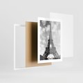 Plakat w ramie 30x40 - Nocna panorama Paryża z wieżą Eiffla - Eiffla, Paryż - rama biała