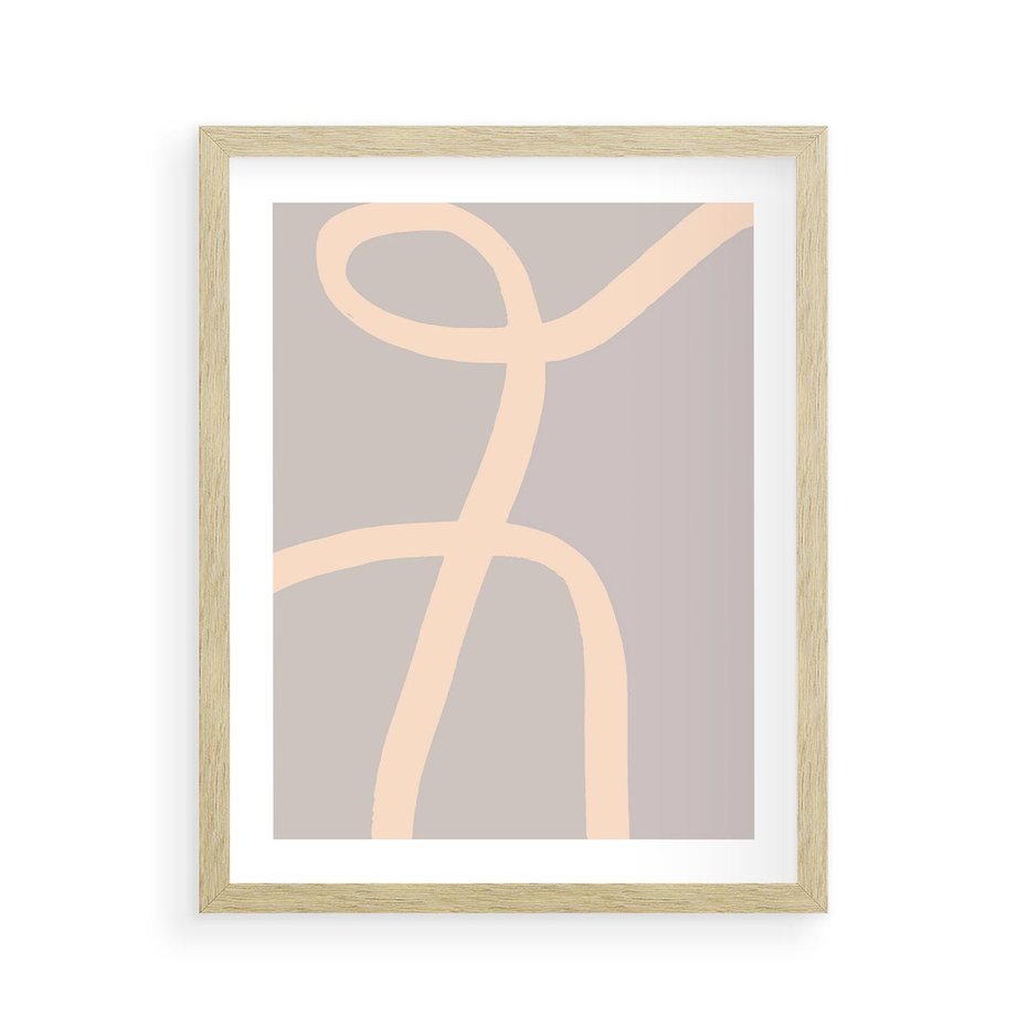 Plakat w ramie 40x50 - Beżowe Boho Zaplątanie - minimalistyczny obraz, nowoczesny - rama drewno