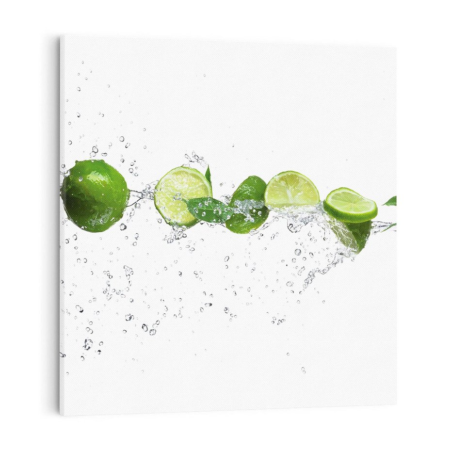 Obraz na płótnie 50x50 - Świeże limonki i woda - limonki, woda