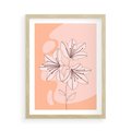 Plakat w ramie 50x70 - Kwiatowa Harmonia - minimalistyczny plakat, pudrowe kwiaty - rama drewno