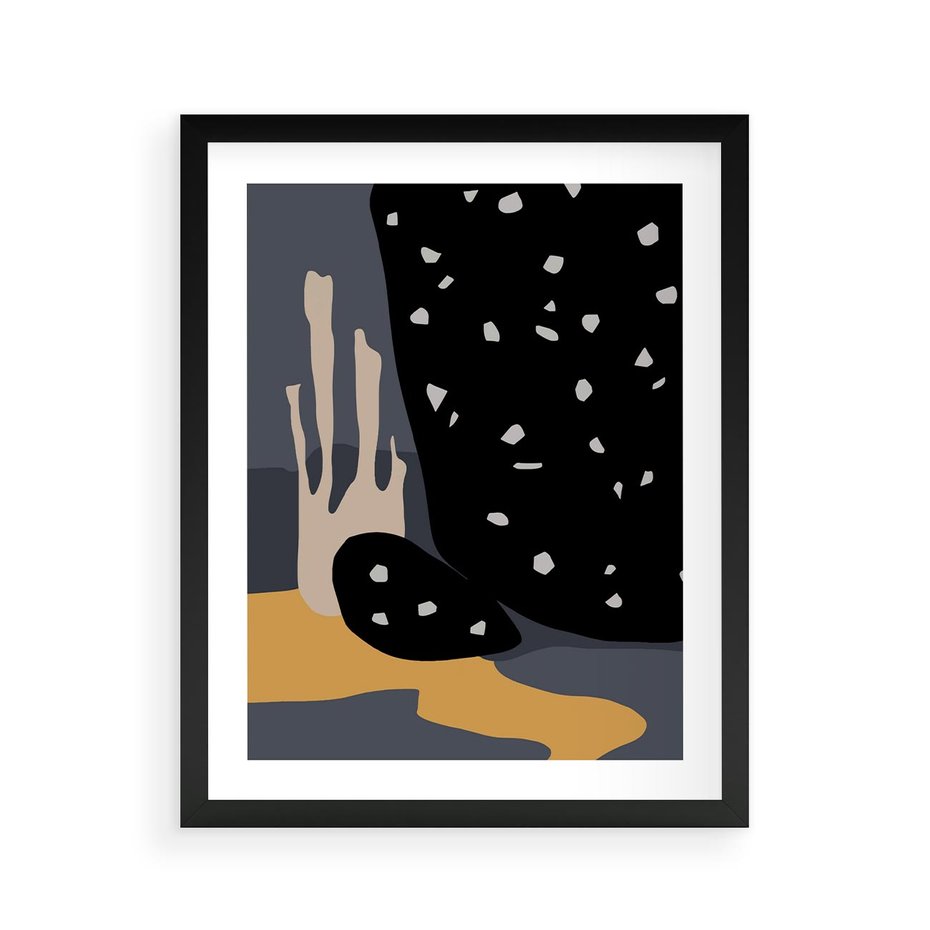 Plakat w ramie 40x50 - Formy Szarości - ciemny, mroczny plakat - rama czarna