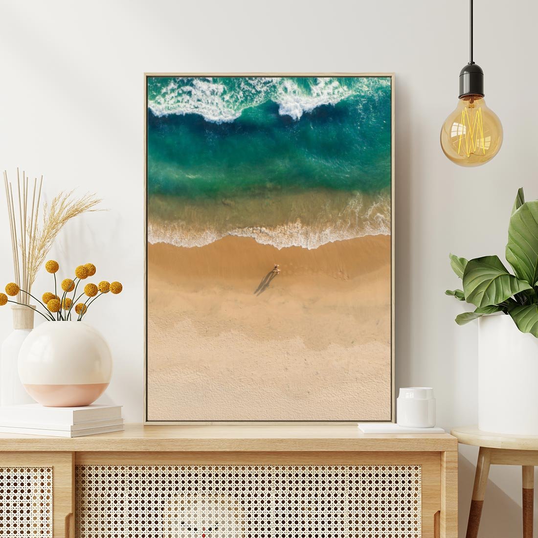Obraz w ramie 80x120 - Oaza Relaksu - plaża, morze - rama drewno