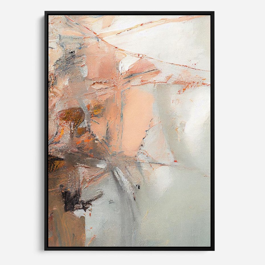 Obraz w ramie 50x70 - Taniec księżycowego pyłu - abstrakcja, tekstury farb - rama czarna