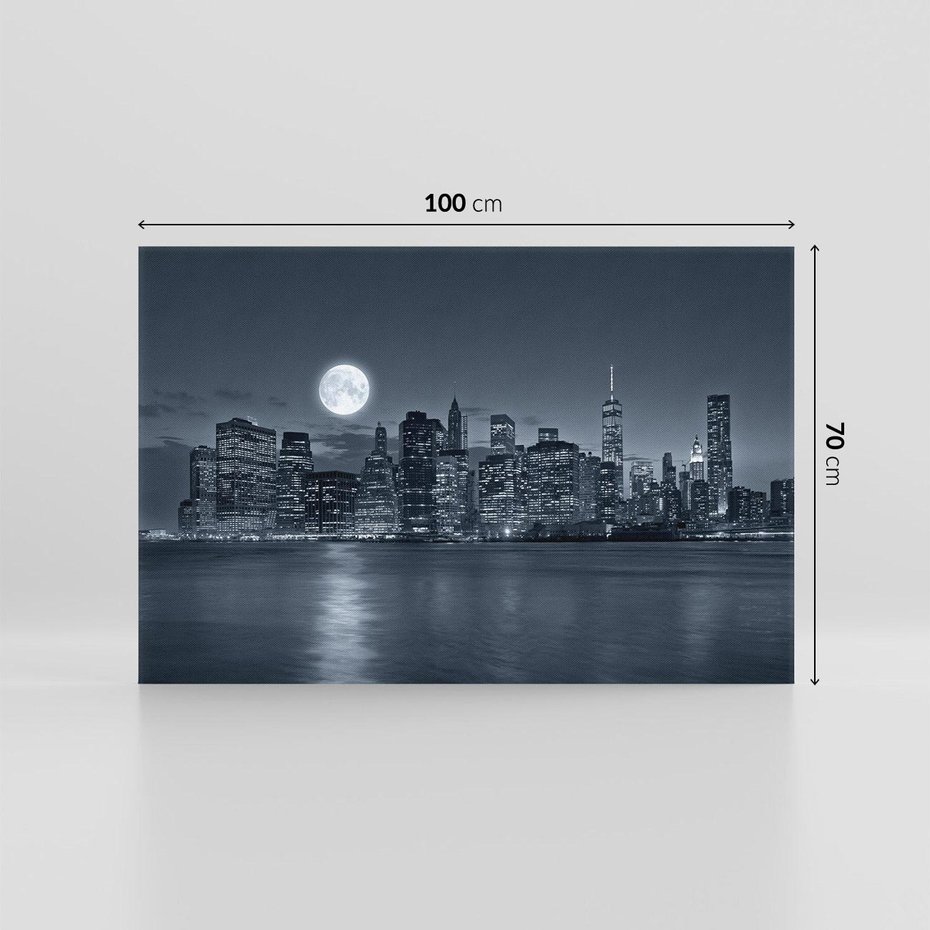 Obraz na płótnie 100x70 - Księżyc nad miastem nocą - księżyc, miasto