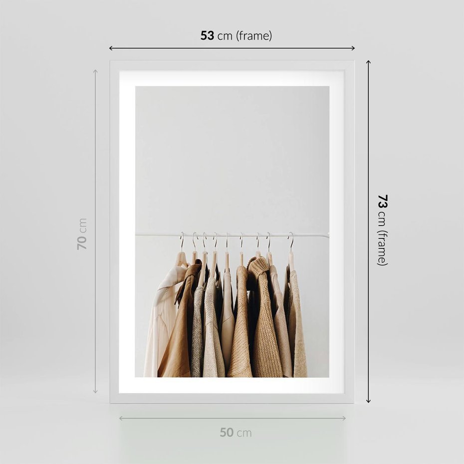 Plakat w ramie 50x70 - Boho Elegancja - boho kobiece zdjęcie, wieszak - rama biała