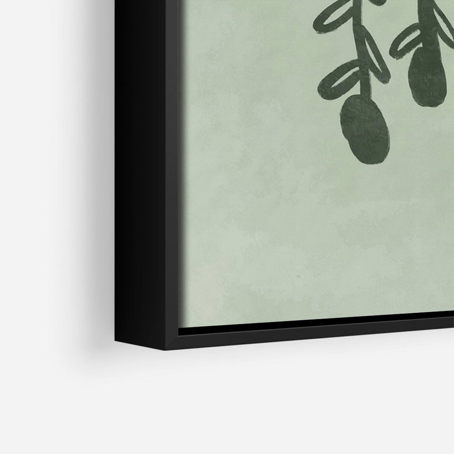 Obraz w ramie 70x100 - Zieleń Inspirującego Spokoju - plakat z abstrakcyjną zieloną lampą, skandynawski design - rama czarna