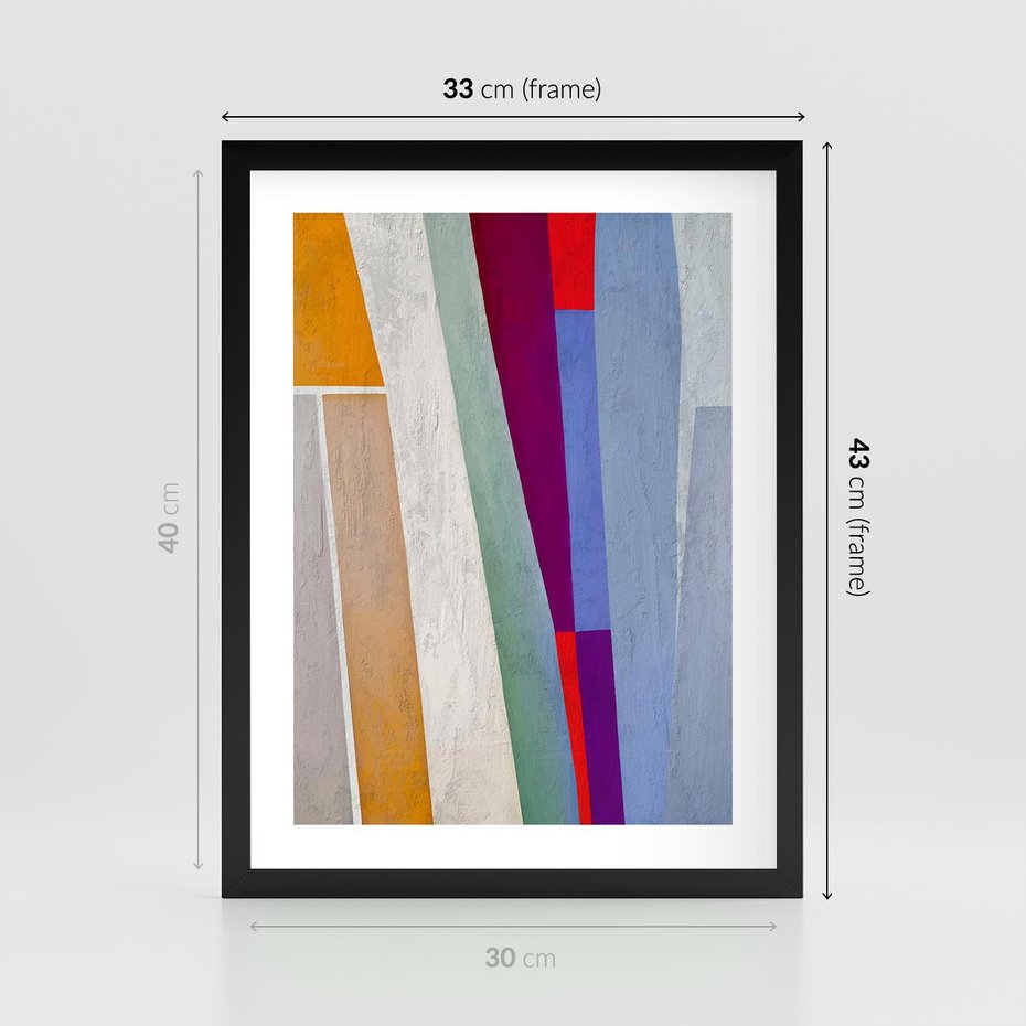 Plakat w ramie 30x40 - Księga Ukrytych Odbić - abstrakcyjne dziwne kształty, olejny obraz - rama czarna