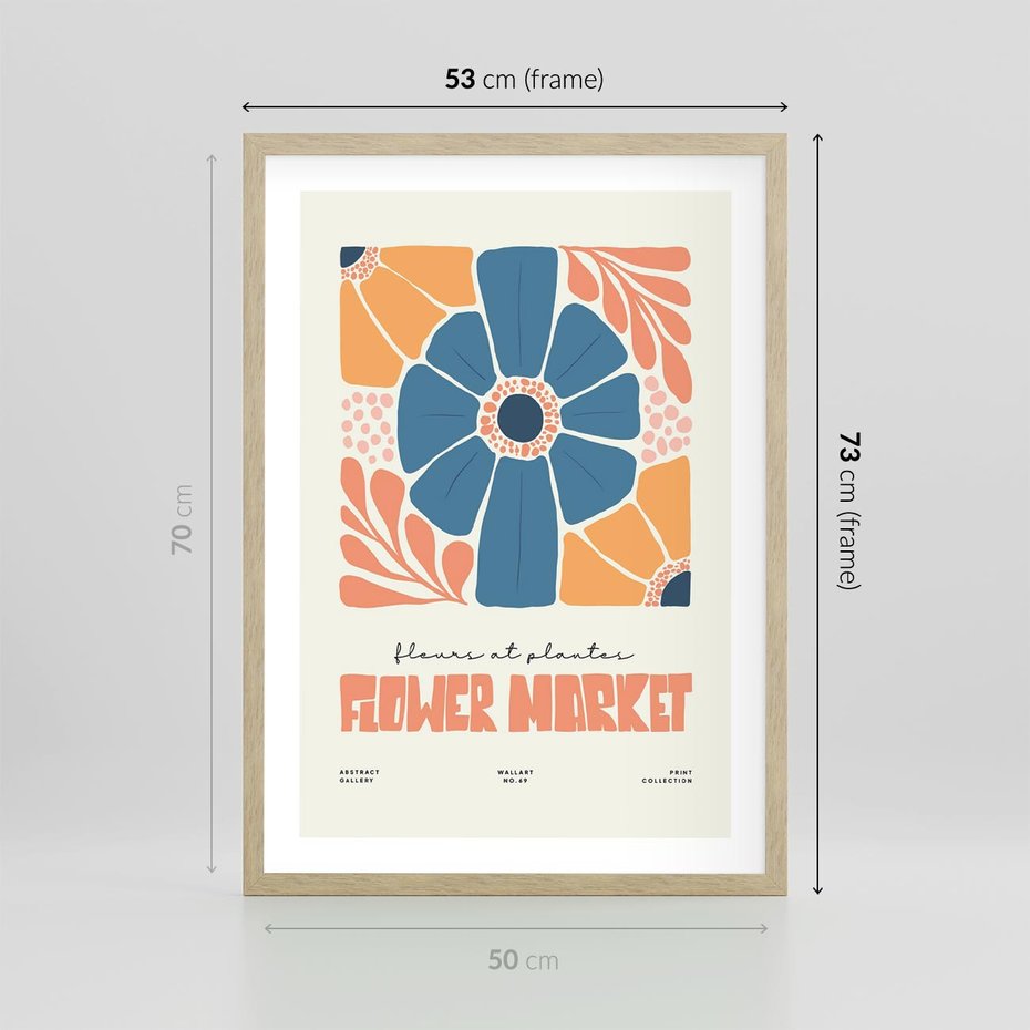 Plakat w ramie 50x70 - Rozbijające Widoki - kwiaty, nowoczesny plakat - rama drewno