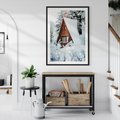 Plakat bez ramy 30x40 - Zimowe Ustronie w Lesie - domek w lesie, zimowy las