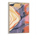 Obraz w ramie 80x120 - Pokreślony Świat - abstrakcyjne formy, odcienie pomarańczu i fioletu - rama drewno