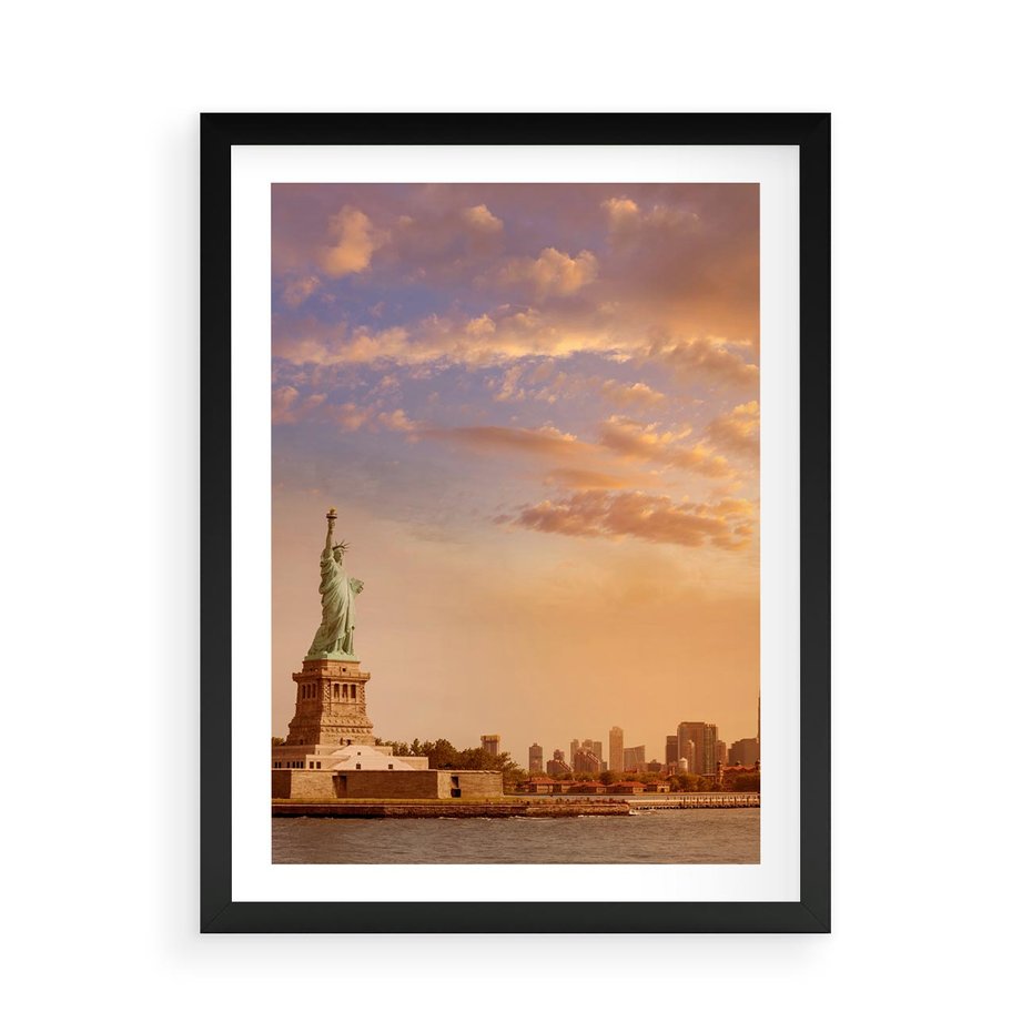 Plakat w ramie 50x70 - Statua wolności w Nowym Jorku - Nowy Jork, statua - rama czarna