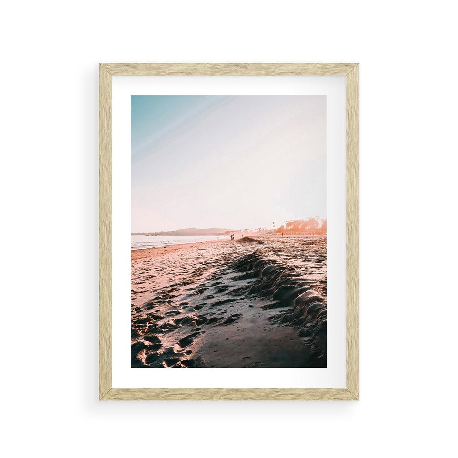 Plakat w ramie 30x40 - Błogie Chwile na Plaży - plaża, zachód słońca wakacje - rama drewno