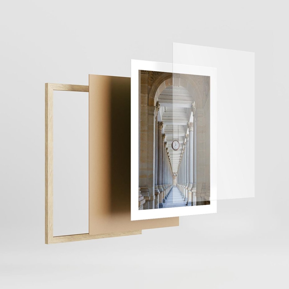 Plakat w ramie 30x40 - Kolumny Czasu - architektura, kolumny - rama drewno