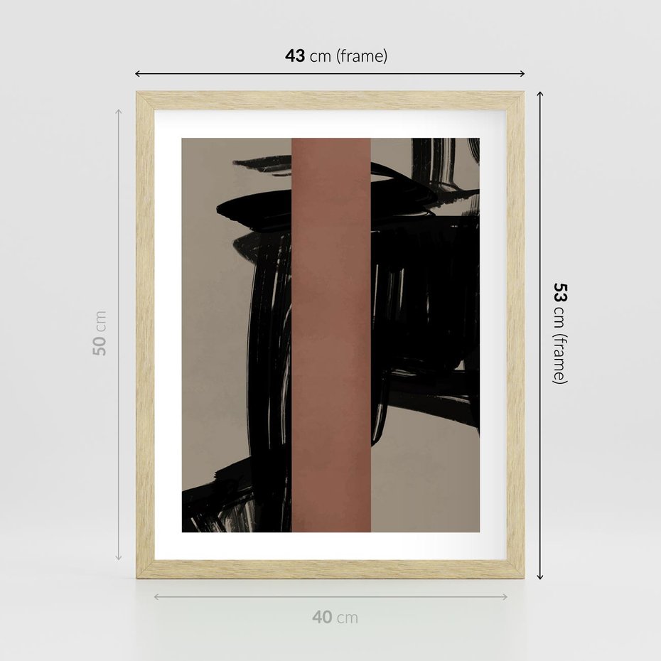 Plakat w ramie 40x50 - Niezwykłe Przeobrażenia - abstrakcja, czarne splatane linie - rama drewno