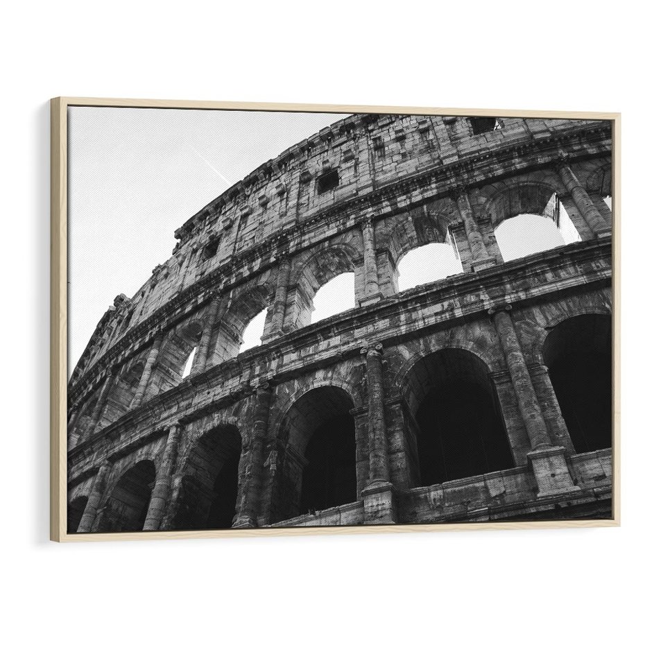 Obraz w ramie 120x80 - Koloseum w Czarnej Bieli - antyczna architektura, koloseum - rama drewno