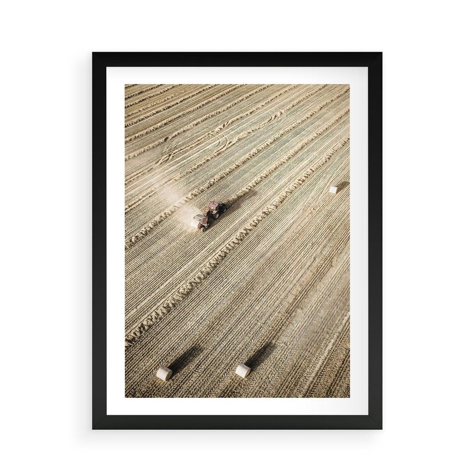 Plakat w ramie 50x70 - Rolnicza Praca - pole, traktor - rama czarna