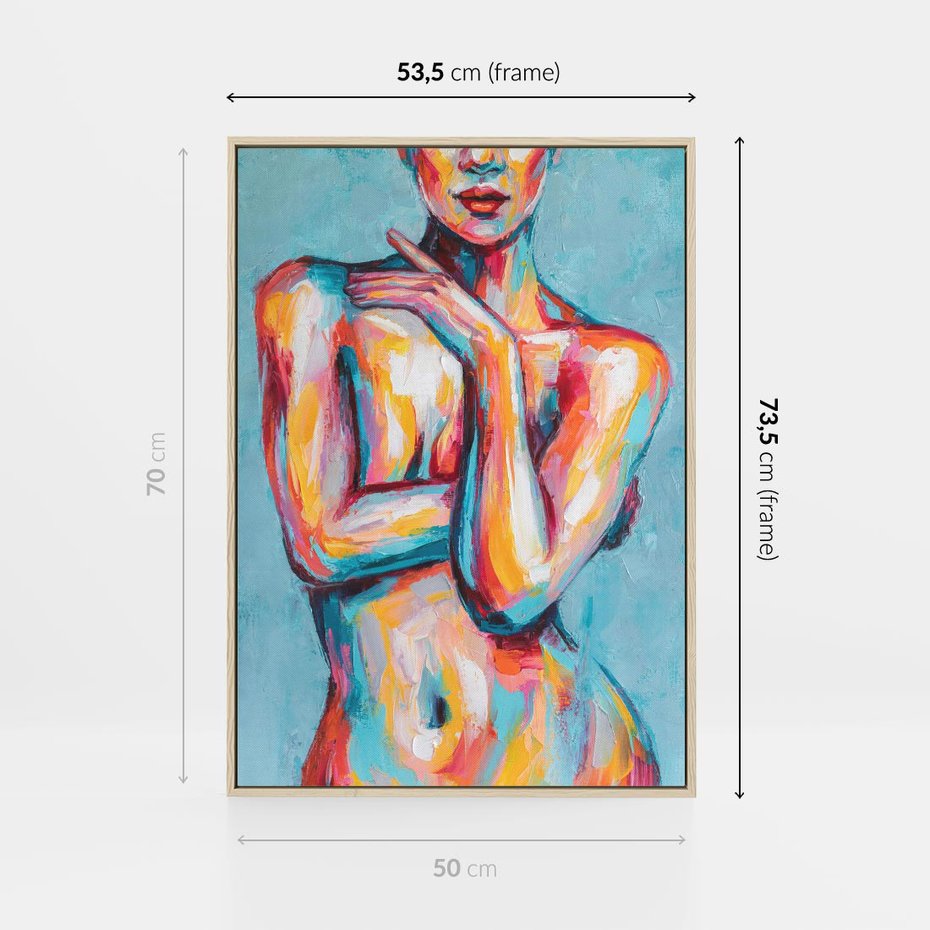 Obraz w ramie 50x70 - Nagie Natchnienie - obraz olejny, naga kobieta - rama drewno