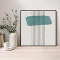 Obraz w ramie 50x50 - Bezczasowe Wspomnienia - abstrakcyjna akwarelowa plama, nieregularne kreski - rama czarna
