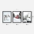 Zestaw obrazy w ramie 30x40 galeria - Zimowy, widok, renifer - rama czarna