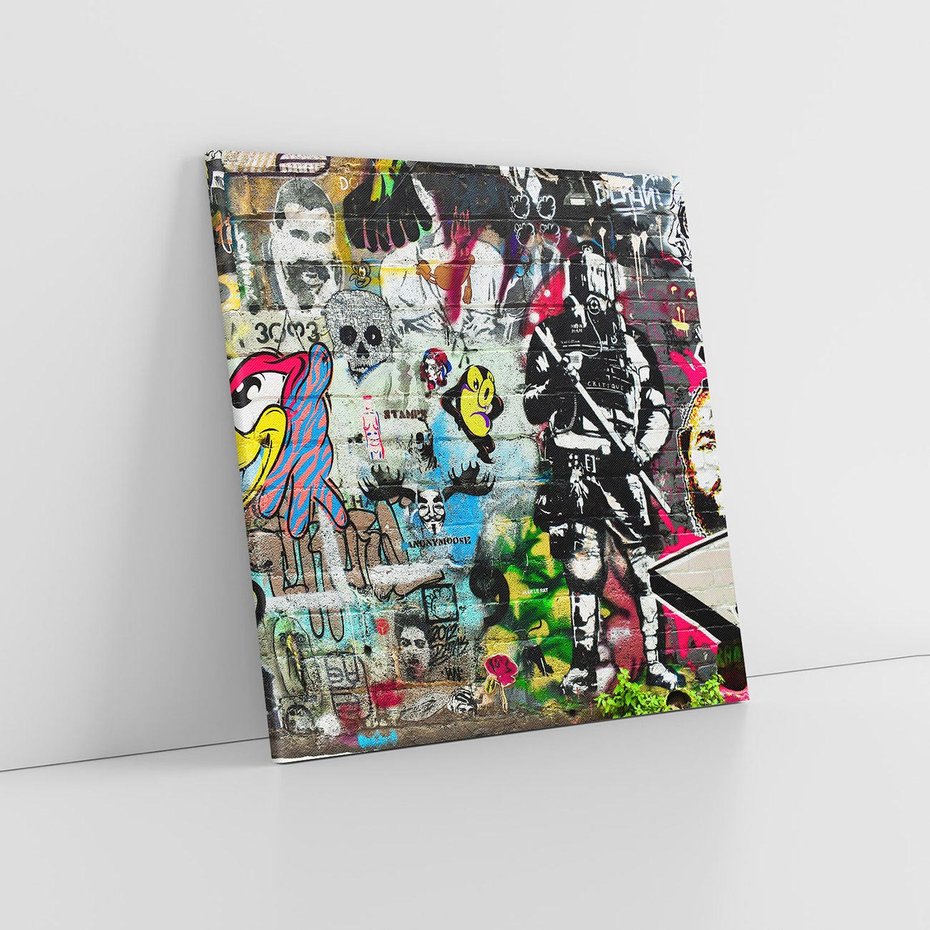 Obraz na płótnie 40x40 - Energiczne wybuchy graffiti - graffiti