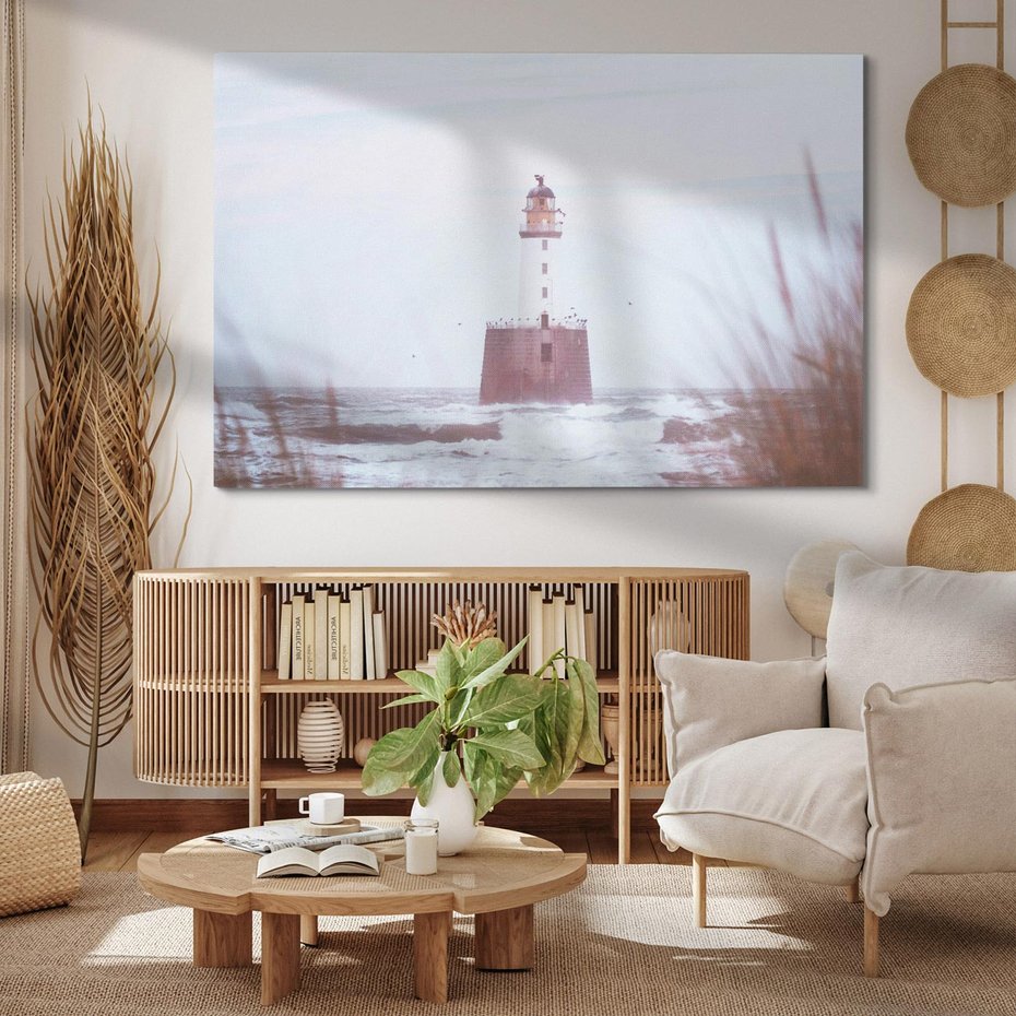 Obraz na płótnie 70x50 - Magiczna Aura - latarnia, mgła