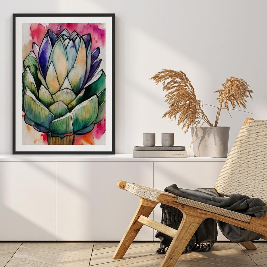 Plakat bez ramy 21x30 - Estetyczna Roślina - abstrakcja, akwarela