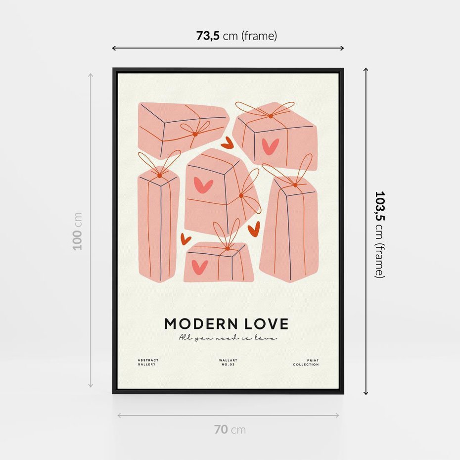 Obraz w ramie 70x100 - Nowoczesna Miłość - nowoczesna grafika, pastelowe kolory - rama czarna