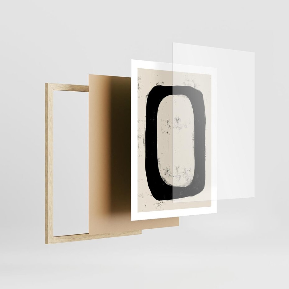 Plakat w ramie 50x70 - Wnętrza Kształtów - abstrakcja, minimalizm - rama drewno