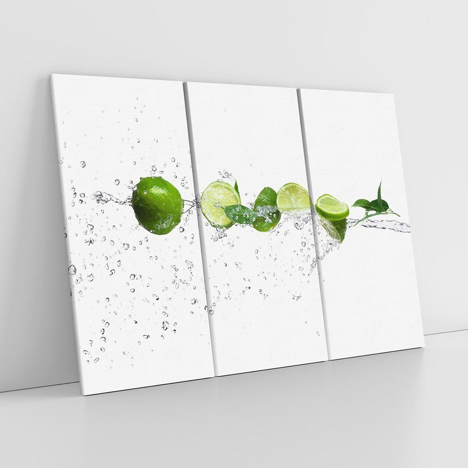 Obraz na płótnie 120x80 - Świeże limonki i woda - limonki, woda