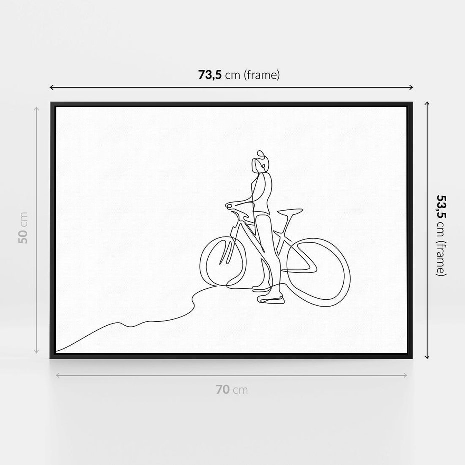 Obraz w ramie 70x50 - Minimalistyczna Przejażdżka - szkic, minimalizm - rama czarna