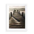 Plakat w ramie 50x70 - Pomost nad jeziorem - pomost, jezioro - rama biała
