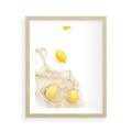 Plakat w ramie 40x50 - Cytrynowa Siatka - cytryny, materiałowa siatka - rama drewno