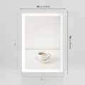 Plakat w ramie 50x70 - Kawa w Prostocie - kawa w filizance, białe tłó - rama biała