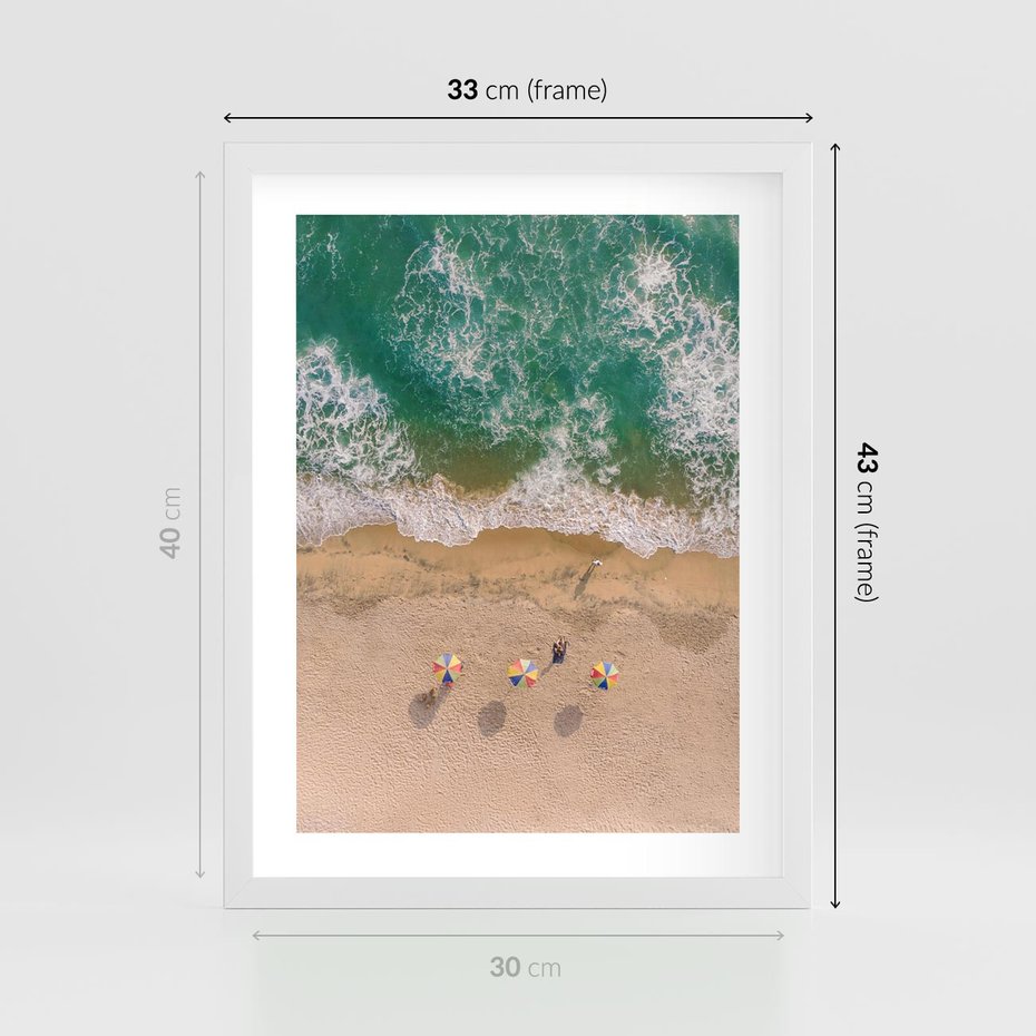 Plakat w ramie 30x40 - Letnie Wakacje na Horyzoncie - plaża, morze - rama biała