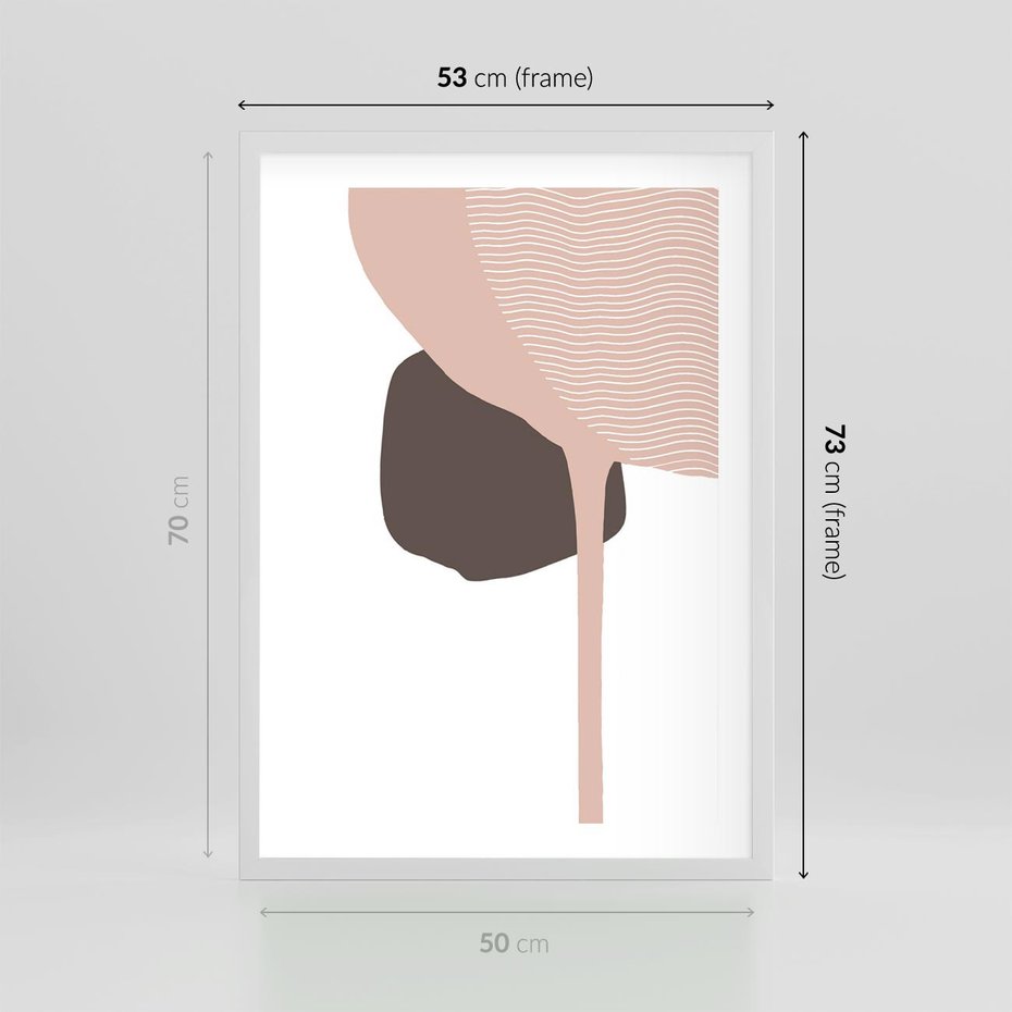 Plakat w ramie 50x70 - Wibracje Odbić Plam - abstrakcyjny obraz, rozlewające się plamy - rama biała