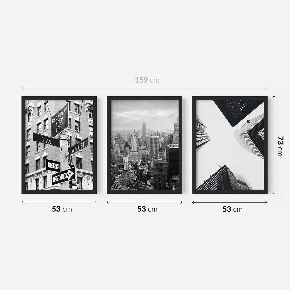 Zestaw obrazy w ramie 50x70 galeria - Nowy, Jork, miasto, nowoczesny - rama czarna