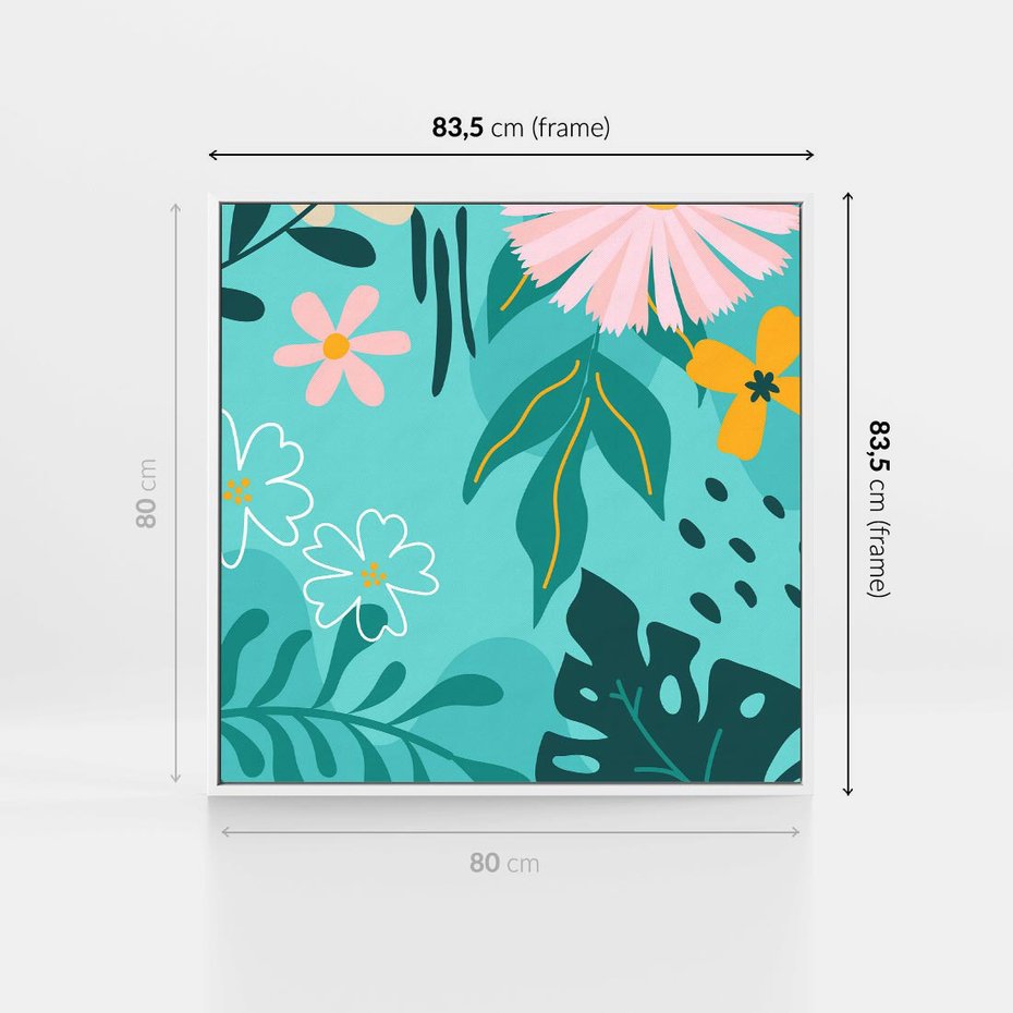 Obraz w ramie 80x80 - Kwiatowe Wibracje - pastelowa kompozycja, kwiaty - rama biała
