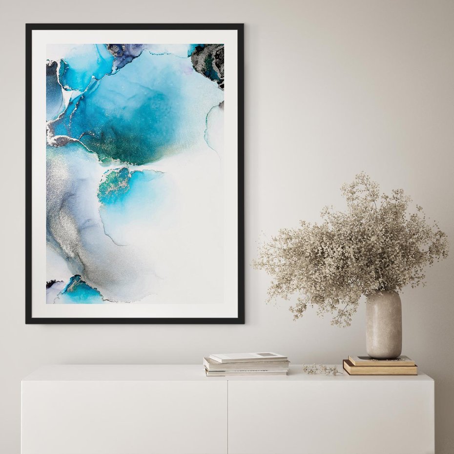 Plakat bez ramy 30x40 - Elegancja Marmuru - marmur, błękit