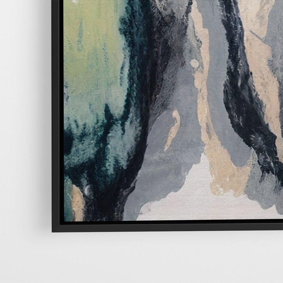 Obraz w ramie 50x70 - Sfumowane zmysły artysty - rozmyte kolory, zieleń - rama czarna