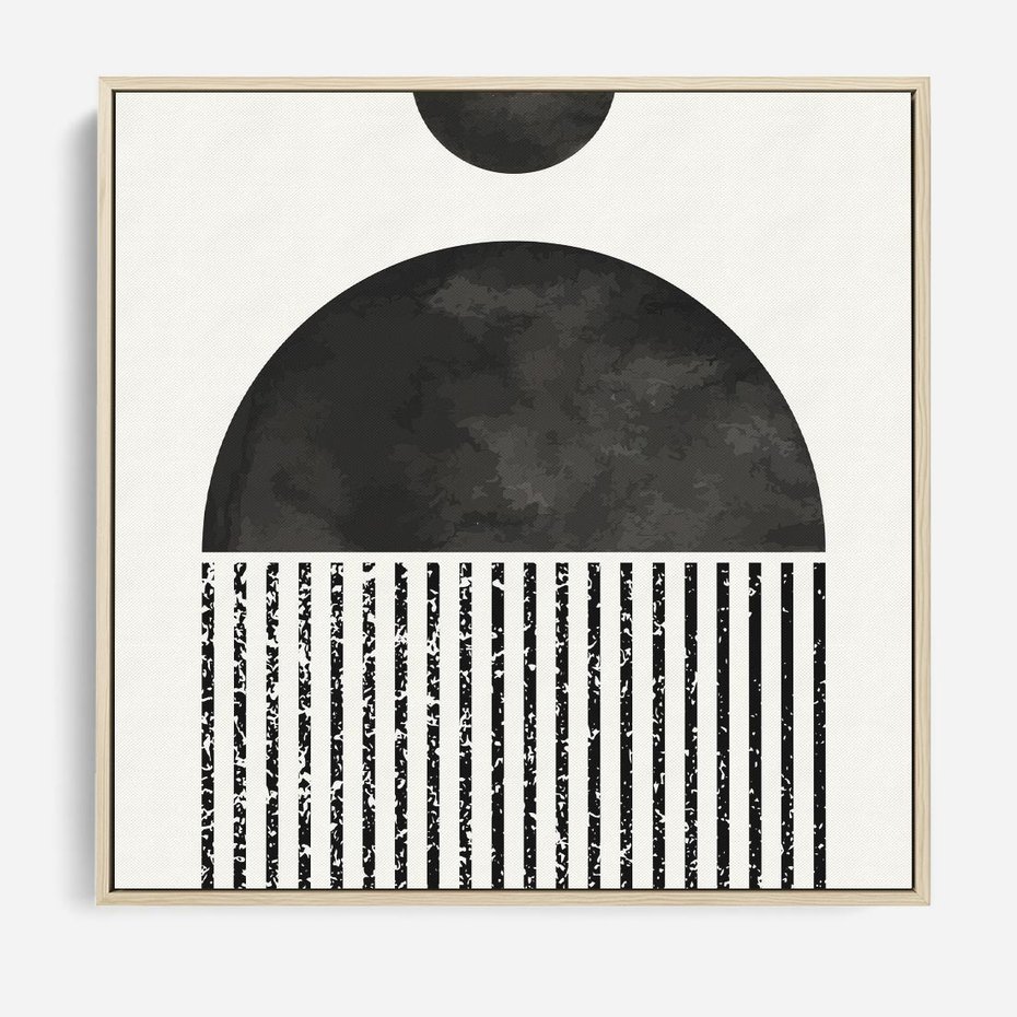Obraz w ramie 80x80 - Księga Wibracji - abstrakcyjne czarno białe formy, minmalizm - rama drewno