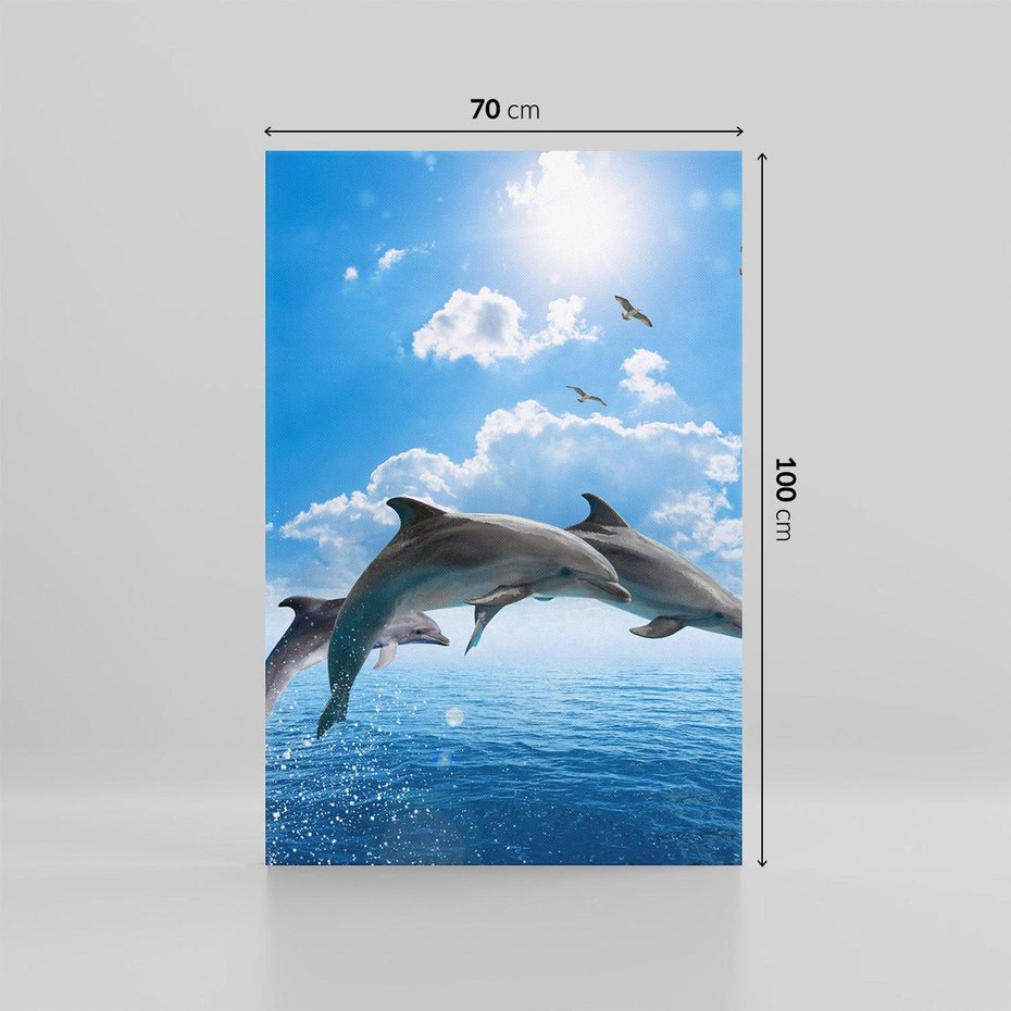 Obraz na płótnie 70x100 - Spotkanie z naturą - morze, delfiny