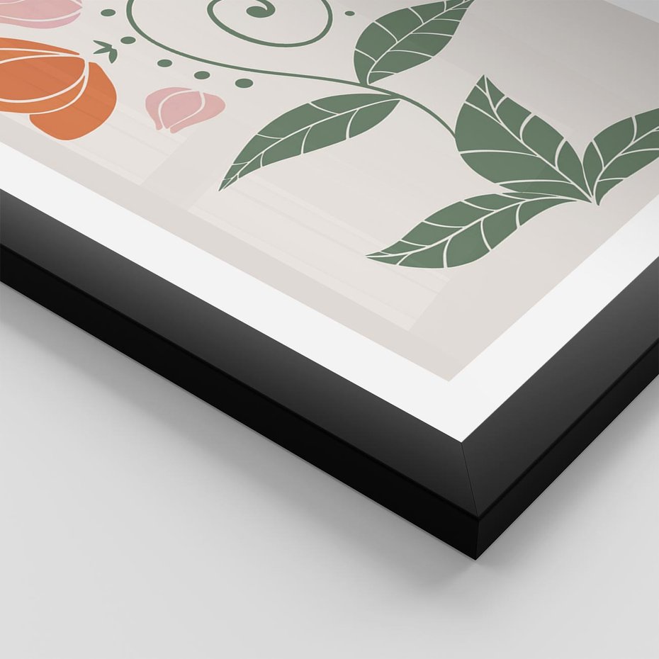 Plakat w ramie 30x40 - Migocące Kształty Kwiatów - kwiaty polne, plakat - rama czarna