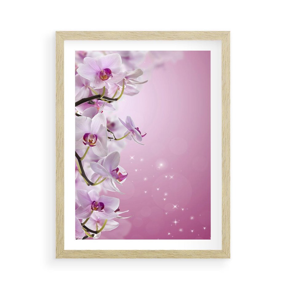 Plakat w ramie 50x70 - Relaksujące Piękno - kwiaty, orchidea - rama drewno