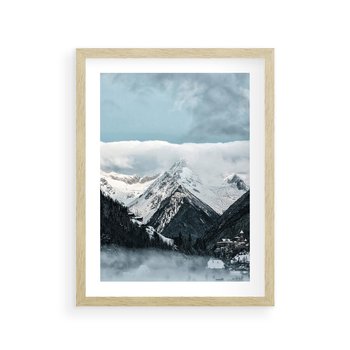 Plakat w ramie 50x70 - Magia Zimy w Górach - góry, śnieg - rama drewno