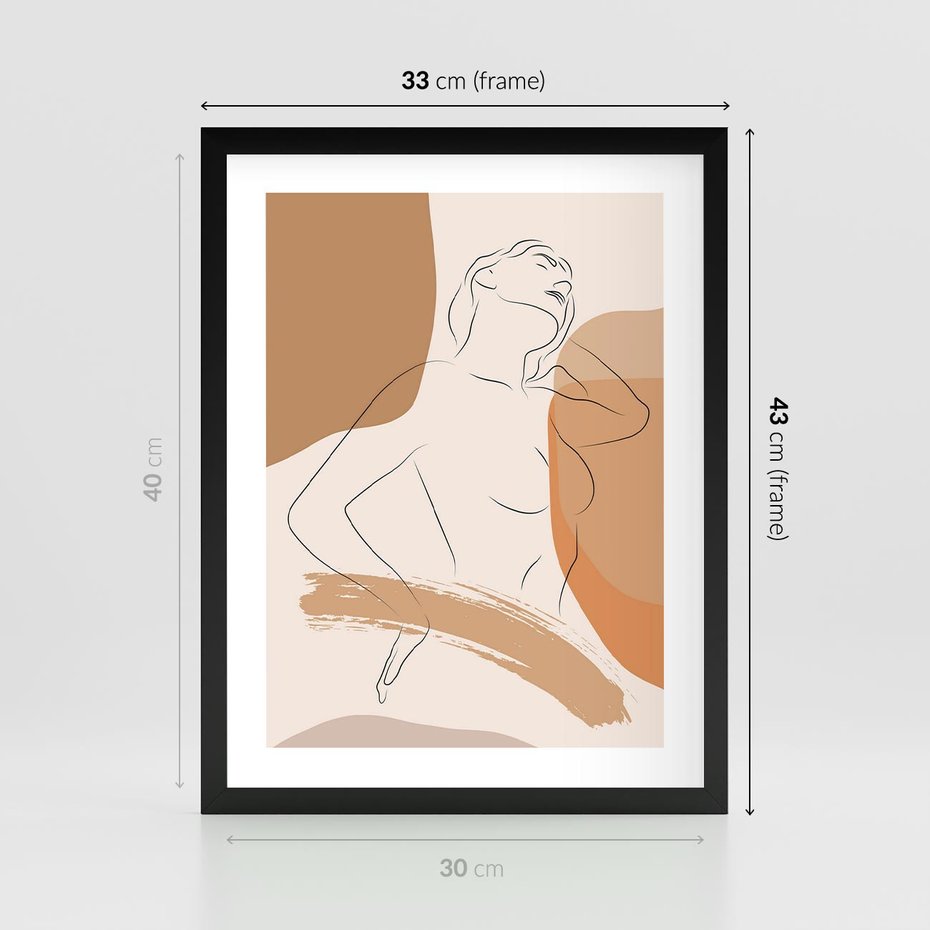 Plakat w ramie 30x40 - Sztuka Prostoty - kobieta, szkic - rama czarna