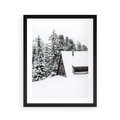 Plakat w ramie 40x50 - Zimowy Urok - śnieg, domek w górach - rama czarna