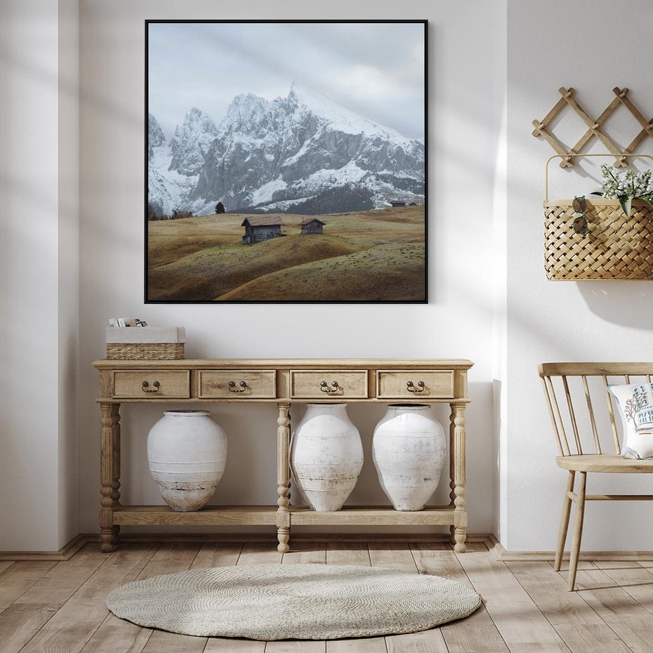 Obraz w ramie 50x50 - Odkryj Ich Urok - góry, skandynawia - rama czarna