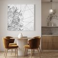 Obraz w ramie 80x80 - Refleksje w martwym punkcie - graficzny szkic, kompozycja kwiatów - rama biała