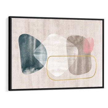 Obraz w ramie 100x70 - Minimalistyczne Plamy Farby - pastelowe geometryczne plamy, akwarela - rama czarna